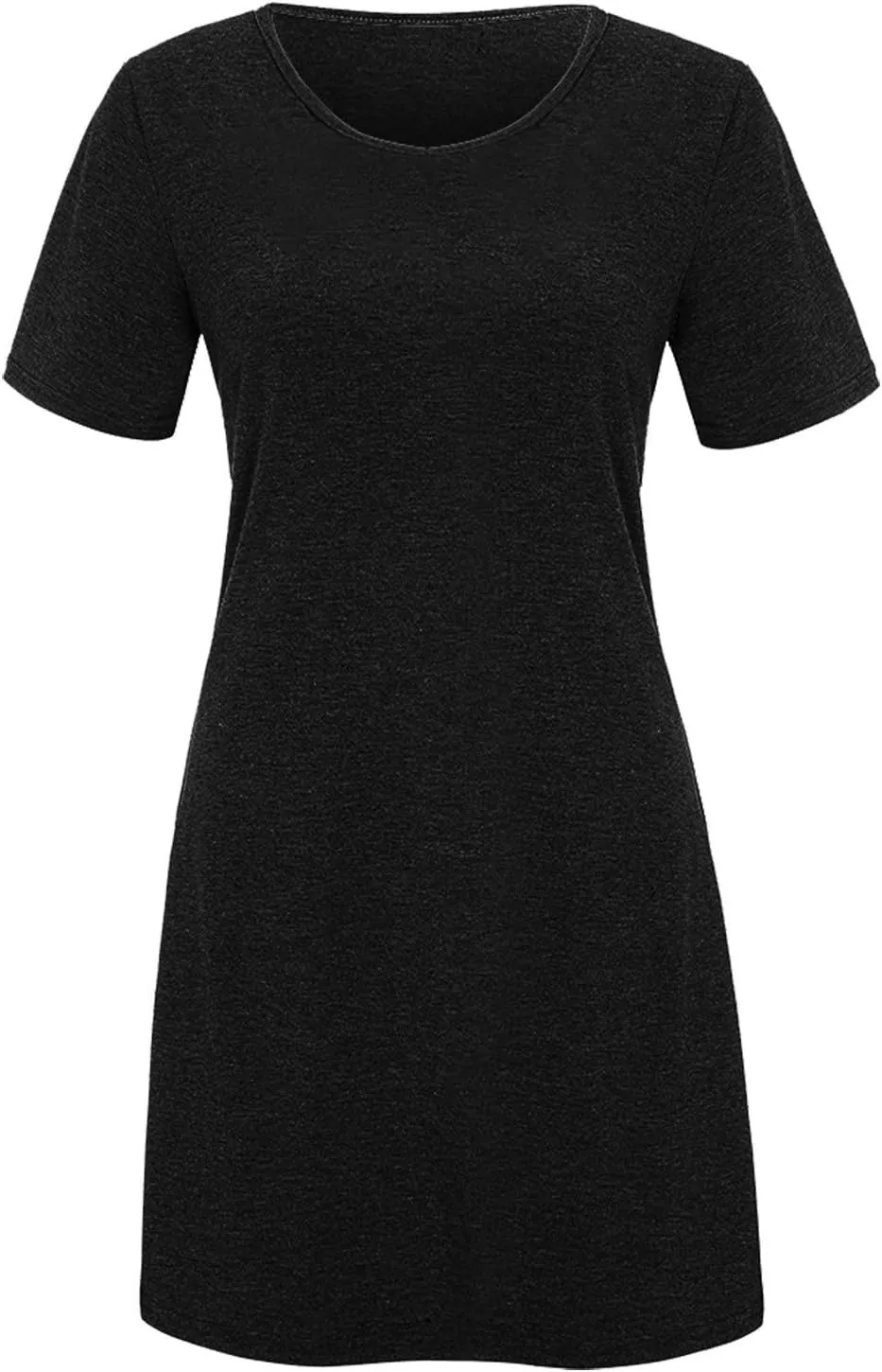 2024 Women's Casul Summer Crewneck Short Sleeve Solid A-Line Beach Vacation Midi Dresses Flowy Sundress Shift Dress
