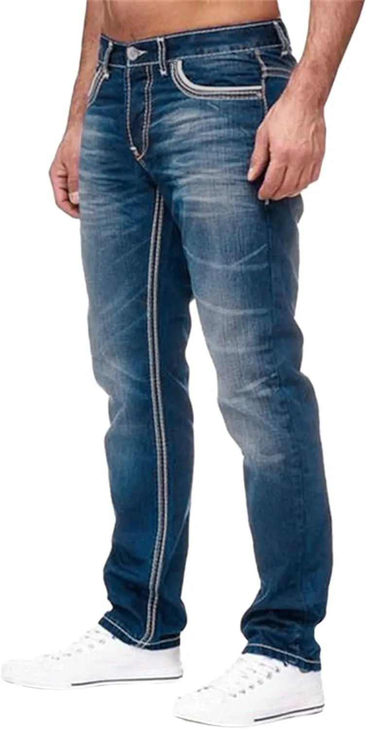 aihihe Mens Pants 40x32 Jeans Mens Jeans Slim fit Straight Leg Mens Tapered Stretch Jeans Cool Jeans for Men Big and Tall
