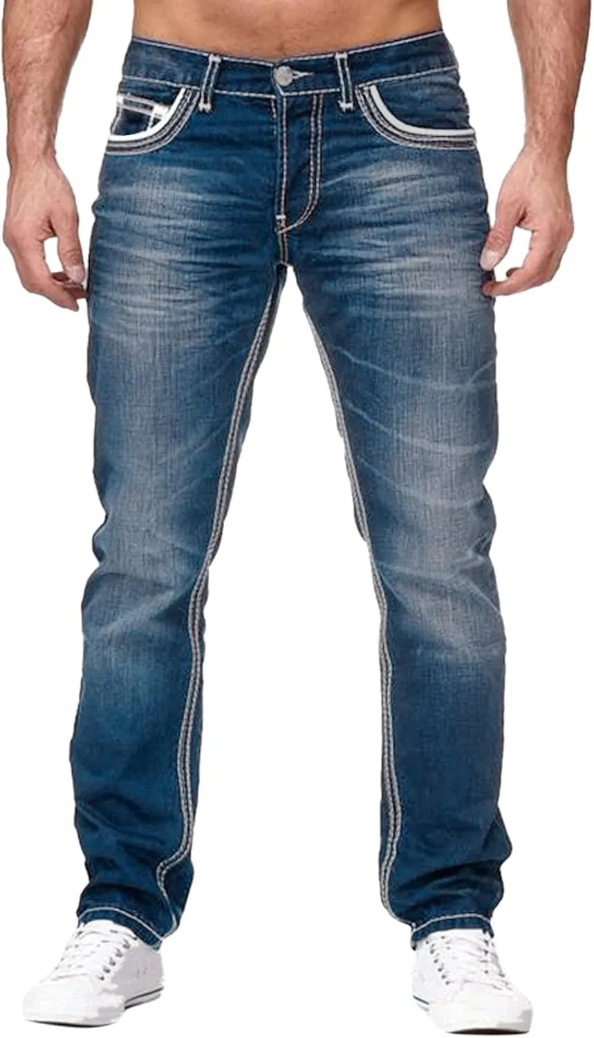 aihihe Mens Pants 40x32 Jeans Mens Jeans Slim fit Straight Leg Mens Tapered Stretch Jeans Cool Jeans for Men Big and Tall