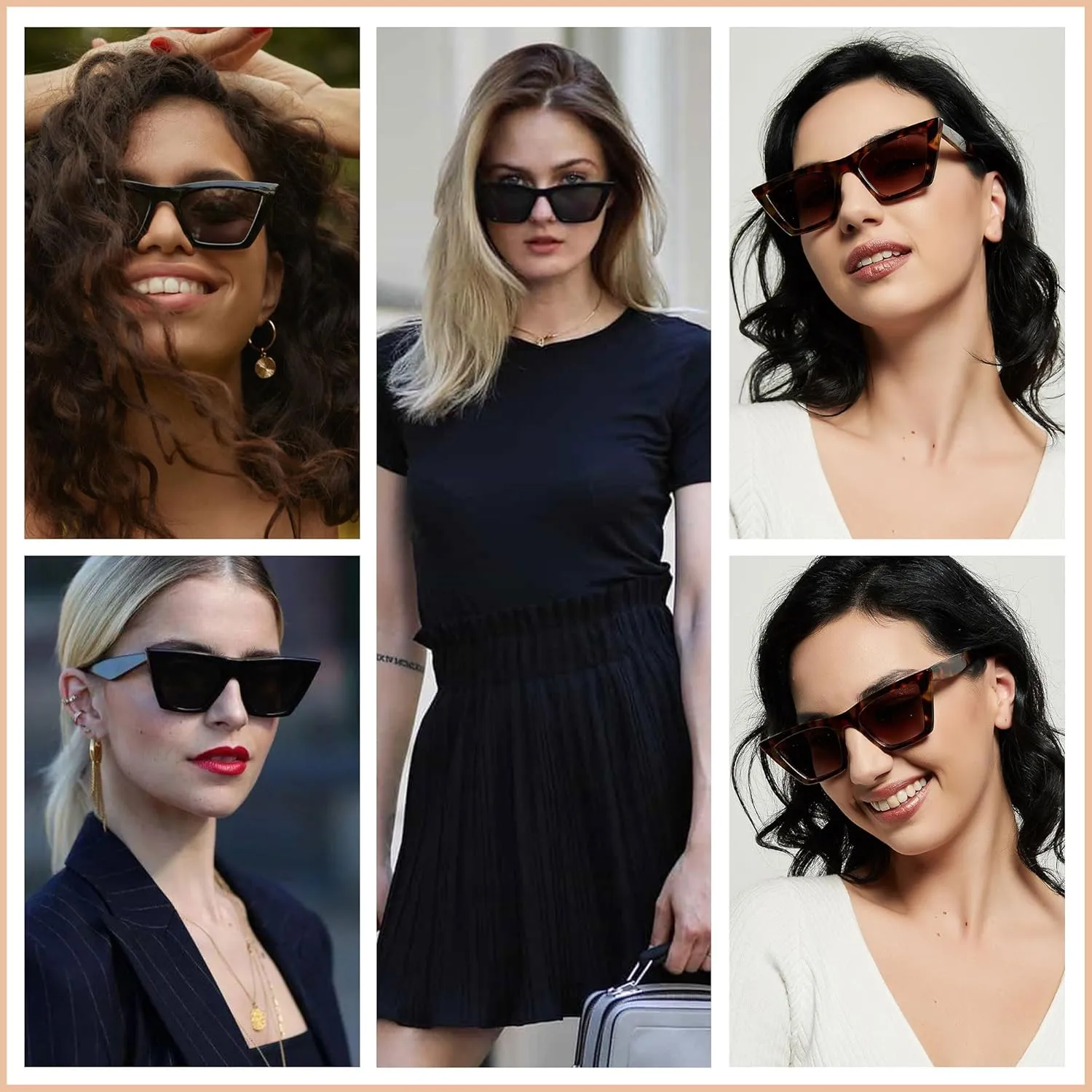 ANDWOOD Cat Eye Sunglasses for Women Polarized Cateye Frames Fashion Vintage Square Classic Retro Sun Glasses