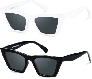 ANDWOOD Cat Eye Sunglasses for Women Polarized Cateye Frames Fashion Vintage Square Classic Retro Sun Glasses
