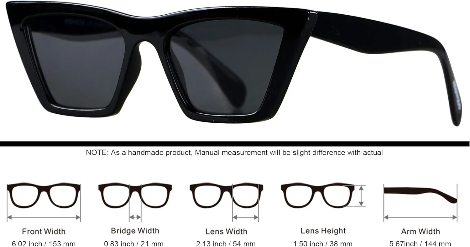 ANDWOOD Cat Eye Sunglasses for Women Polarized Cateye Frames Fashion Vintage Square Classic Retro Sun Glasses