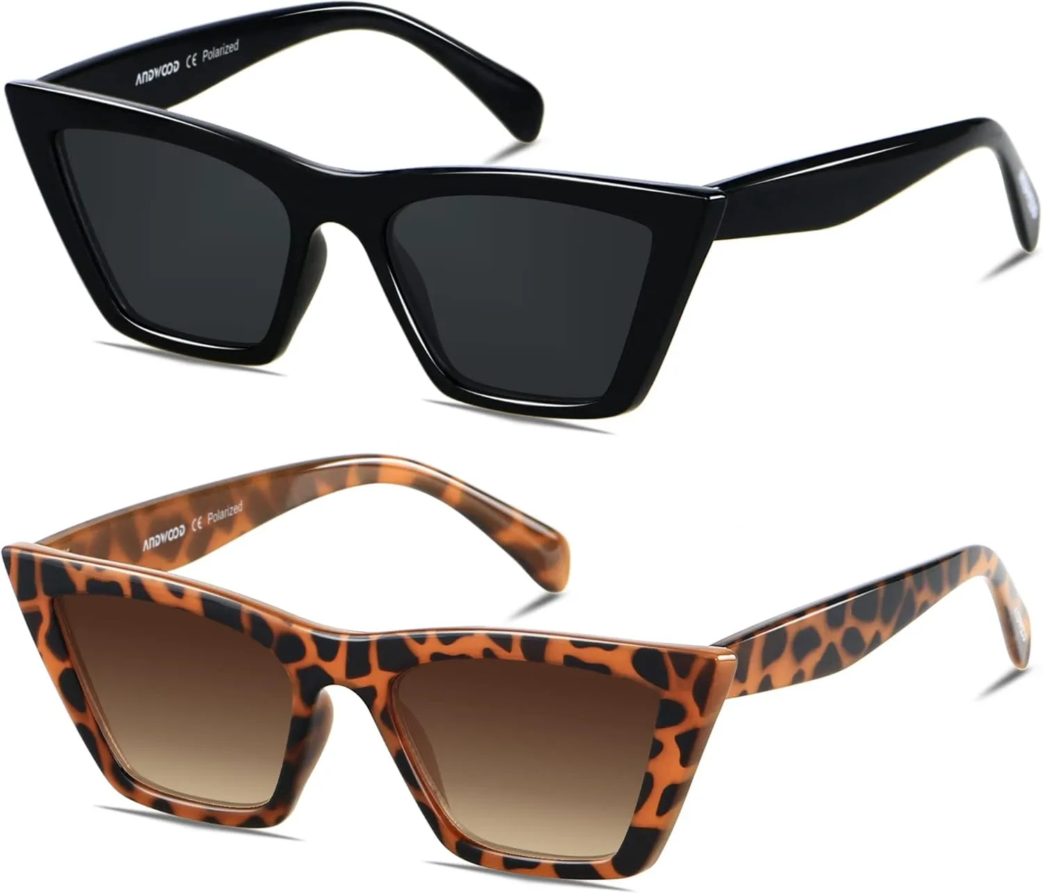 ANDWOOD Cat Eye Sunglasses for Women Polarized Cateye Frames Fashion Vintage Square Classic Retro Sun Glasses