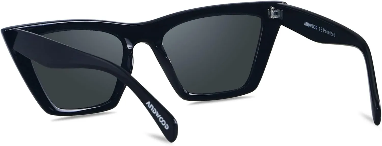 ANDWOOD Cat Eye Sunglasses for Women Polarized Cateye Frames Fashion Vintage Square Classic Retro Sun Glasses