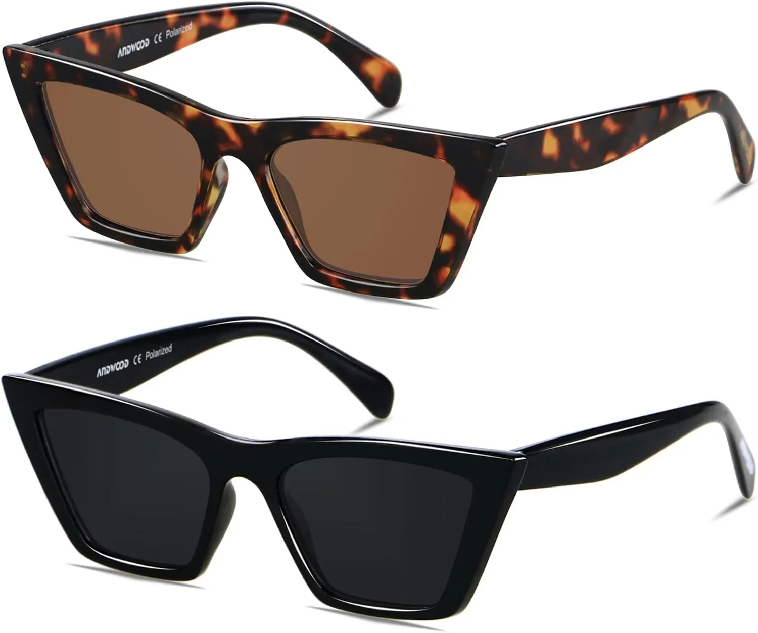 ANDWOOD Cat Eye Sunglasses for Women Polarized Cateye Frames Fashion Vintage Square Classic Retro Sun Glasses