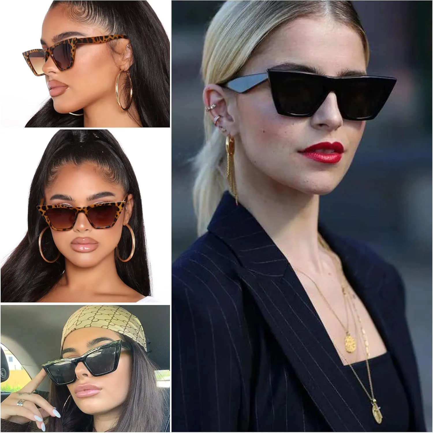 ANDWOOD Cat Eye Sunglasses for Women Polarized Cateye Frames Fashion Vintage Square Classic Retro Sun Glasses
