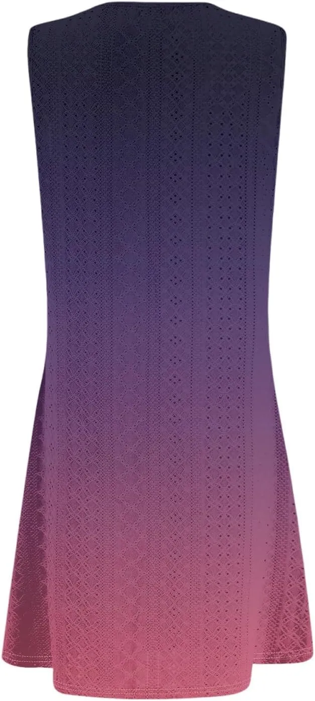 Azeralia Women Casual Loose Sundress Sleeveless Round Neck Mini Beach Tank Dress Travel Vacation 2025 Summer Outfits