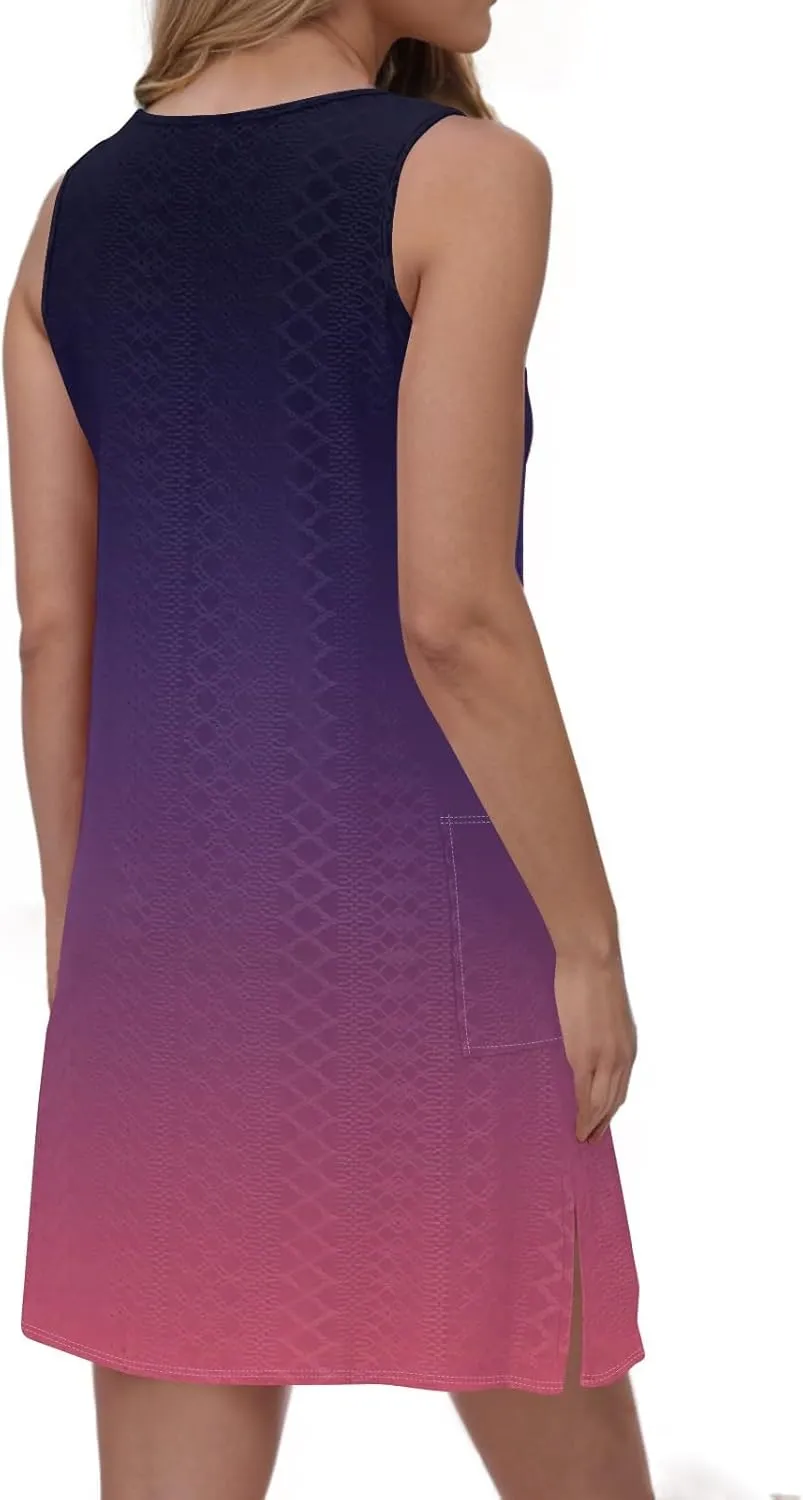 Azeralia Women Casual Loose Sundress Sleeveless Round Neck Mini Beach Tank Dress Travel Vacation 2025 Summer Outfits