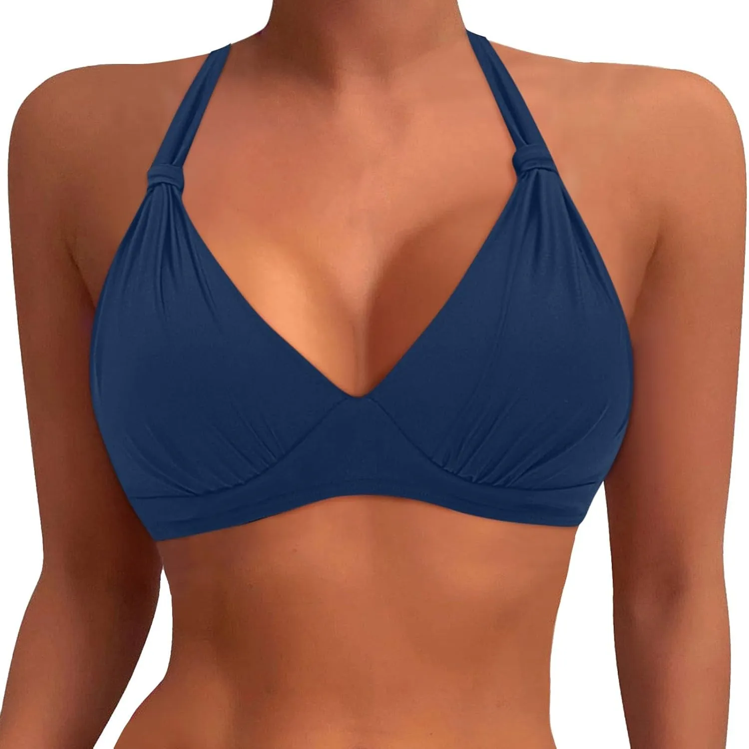 Bikini Tops for Women Color Block Sporty Swimsuit Tankini Bathing Suit Crop Tops Adjustable Straps Padded Top Only