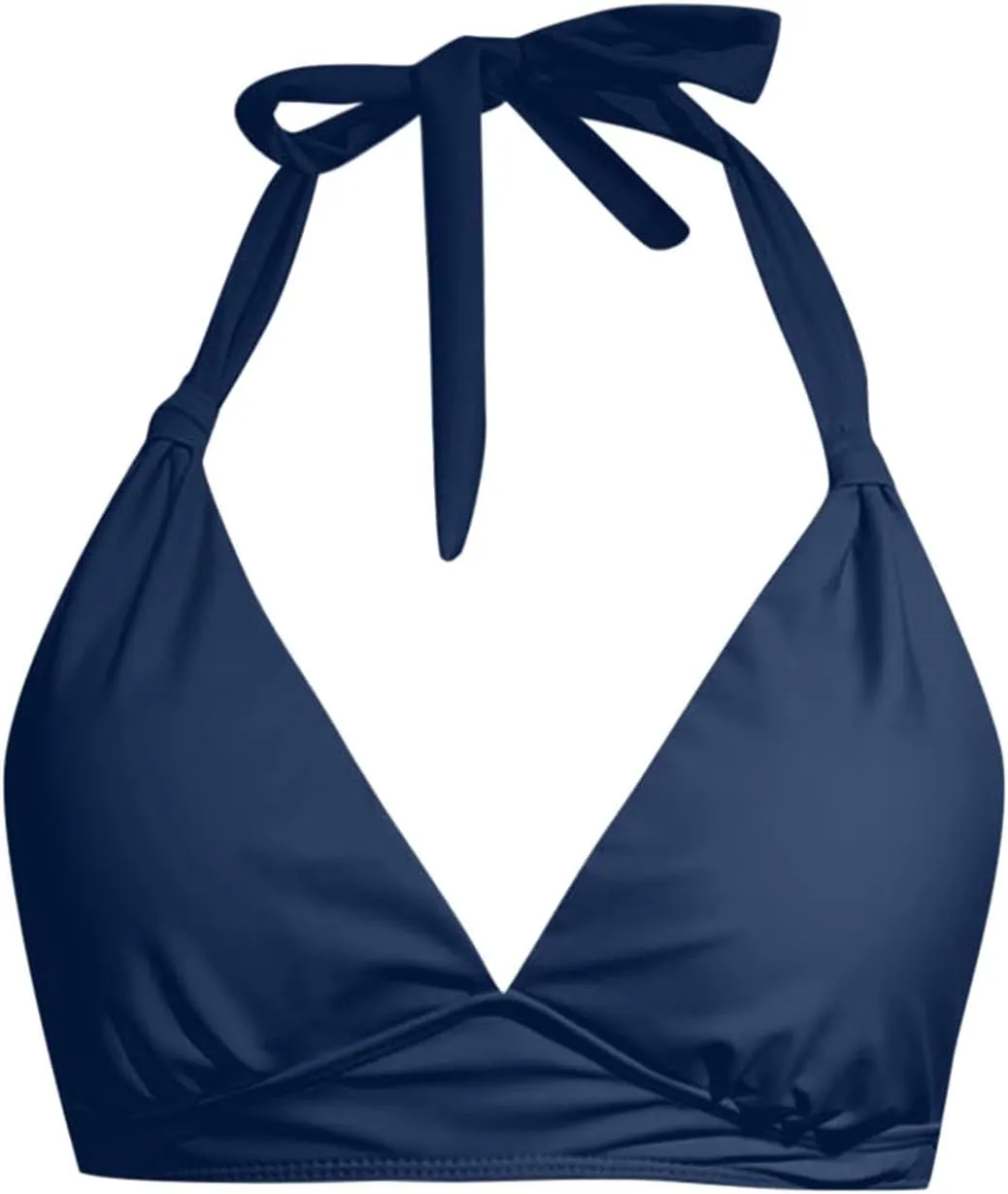 Bikini Tops for Women Color Block Sporty Swimsuit Tankini Bathing Suit Crop Tops Adjustable Straps Padded Top Only