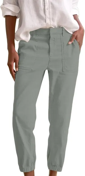 Capri Pants for Women Summer Trendy Casual Elastic Waist Cropped Trousers Casual Drawstring Straight Leg Lounge Pants