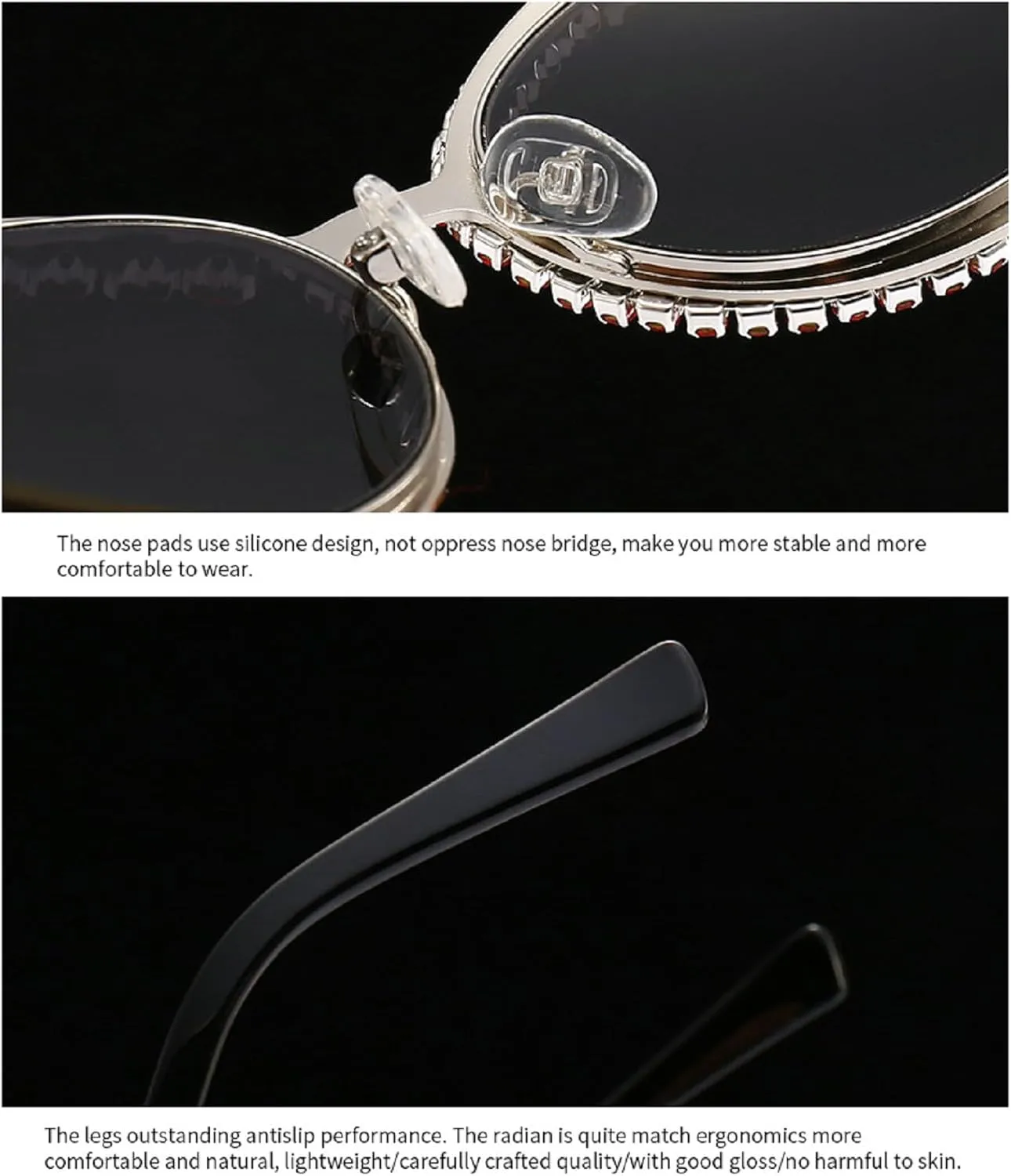 Cat Eye Sunglasses for Women Stylish Vintage Rhinestones Oval Shades Trendy Luxury Lady Sparkling Diamond Eyewear