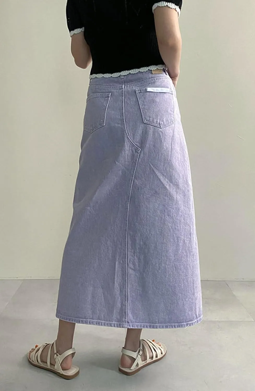 CHARTOU Women Summer Casual Long Denim Skirt Slit A Line Midi Long Jean Skirt