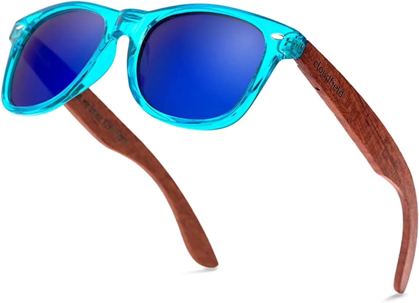 cloudfield Wood Frame Sunglasses for Men and Women with 9-Layer Polarized Lenses and Double Layer of UV Blocking Coating