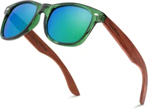 cloudfield Wood Frame Sunglasses for Men and Women with 9-Layer Polarized Lenses and Double Layer of UV Blocking Coating