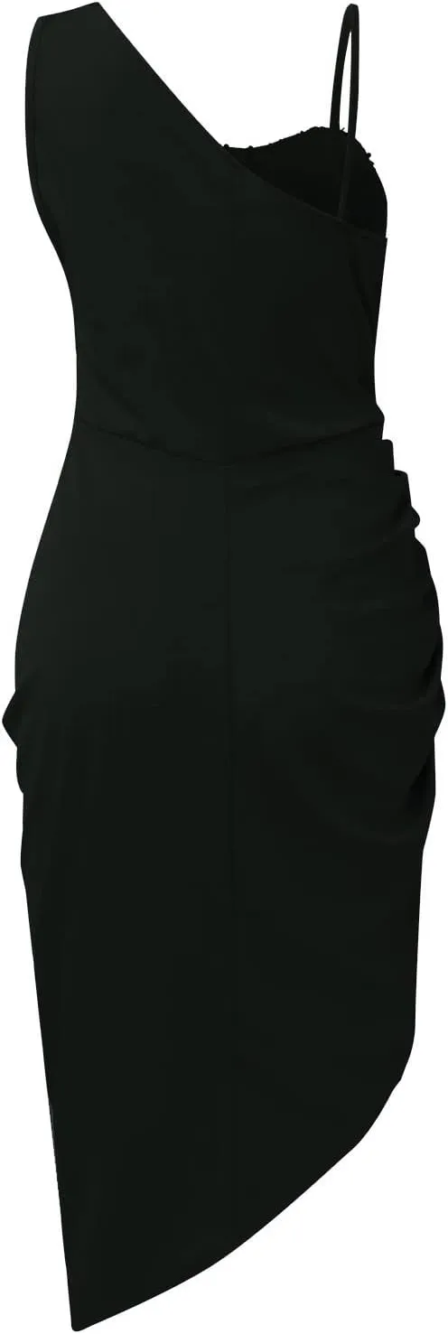 Cocktail Dresses,Sequin Bodycon One Shoulder Sexy Slit Midi Dress Formal Elegant Plus Size for Evening Dinner