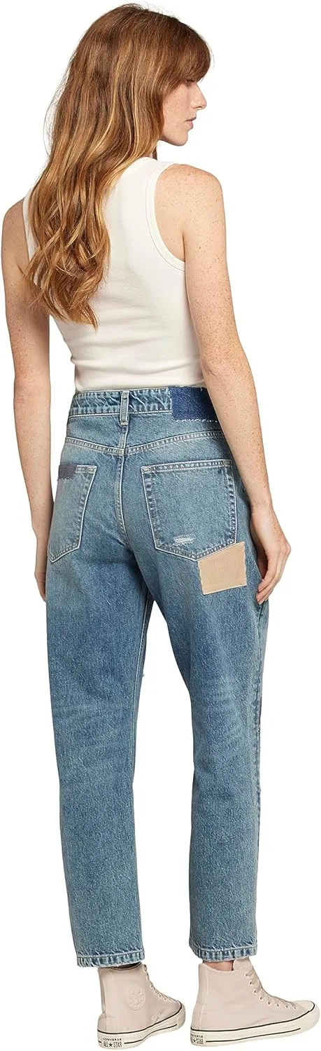 Current/Elliott Womens The Boy Genius Mid Rise Straight Leg Jean  Distressed Womens Boyfriend Jeans