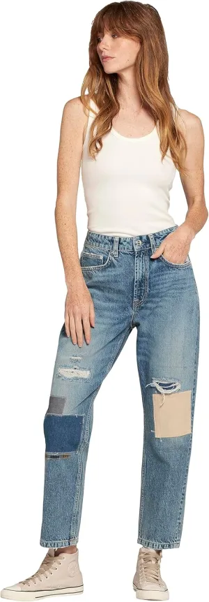Current/Elliott Womens The Boy Genius Mid Rise Straight Leg Jean  Distressed Womens Boyfriend Jeans