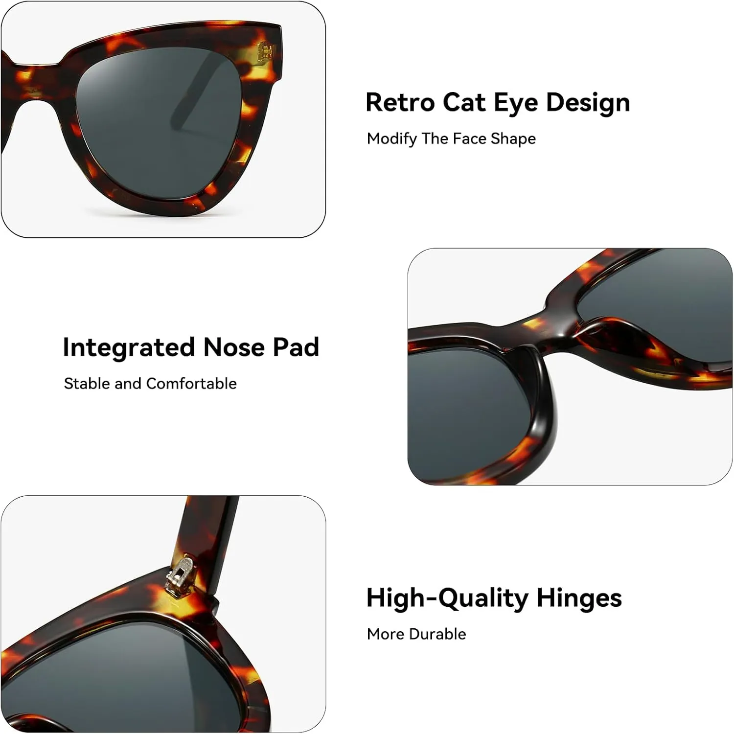 Dollger Retro Cat Eye Sunglasses Women Men Vintage Square Tortoise Shell Fashion Cateye Sunglasses