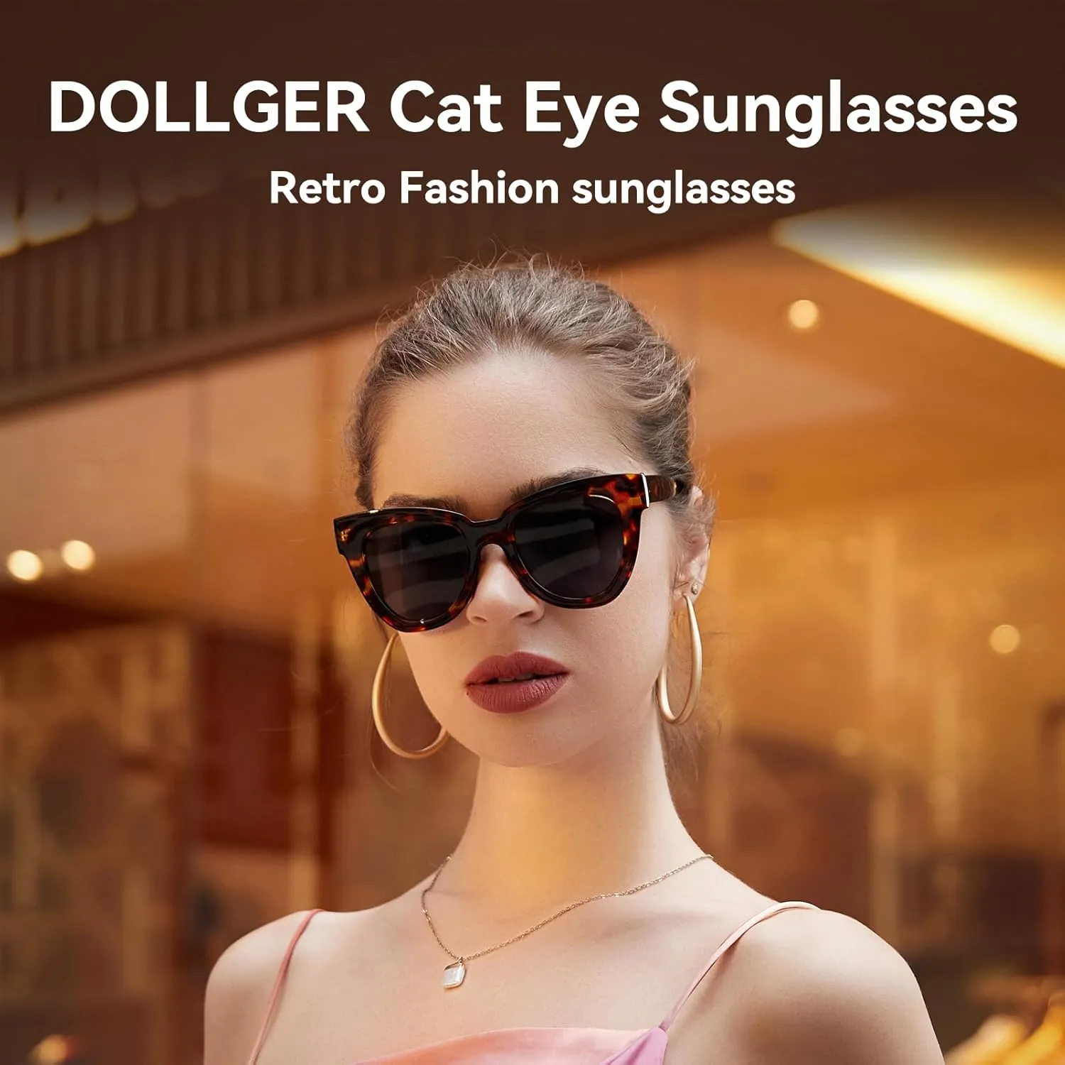 Dollger Retro Cat Eye Sunglasses Women Men Vintage Square Tortoise Shell Fashion Cateye Sunglasses