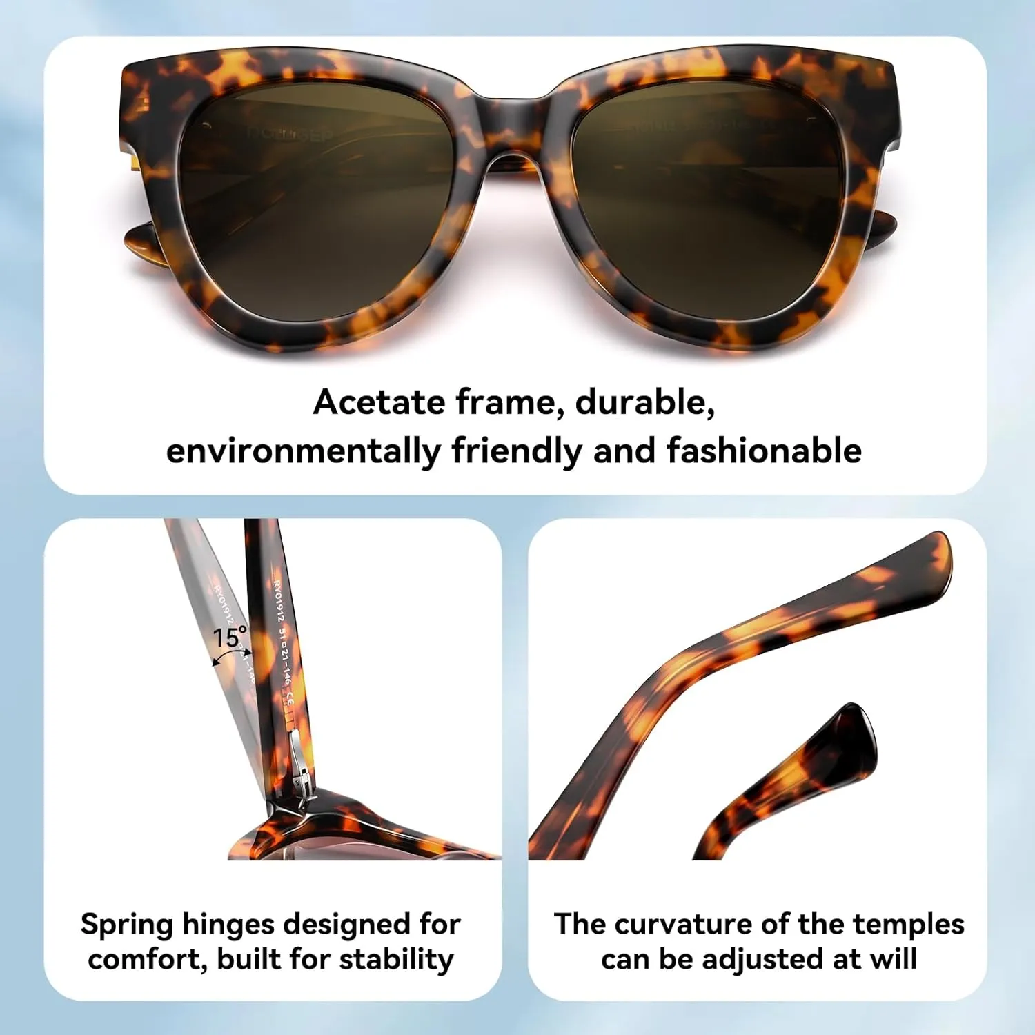 Dollger Retro Cat Eye Sunglasses Women Men Vintage Square Tortoise Shell Fashion Cateye Sunglasses