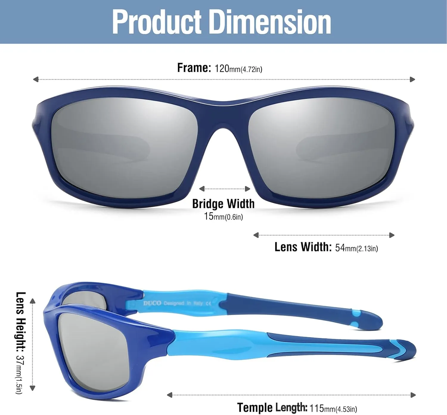 DUCO Kids Sunglasses Boys Girls Sports Polarized Sunglasses Youth Baseball Sunglasses for Kids UV Protection Age 6-10 K006