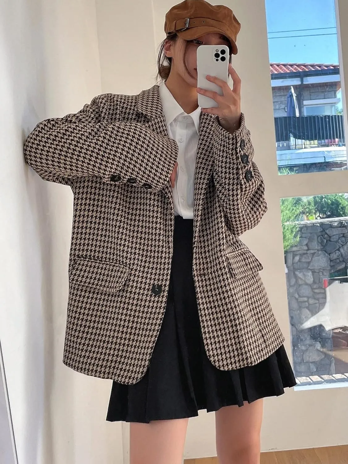 ELDINA Summer Short Mini Skirts For Women 2024 High Waist Pleated Skirt