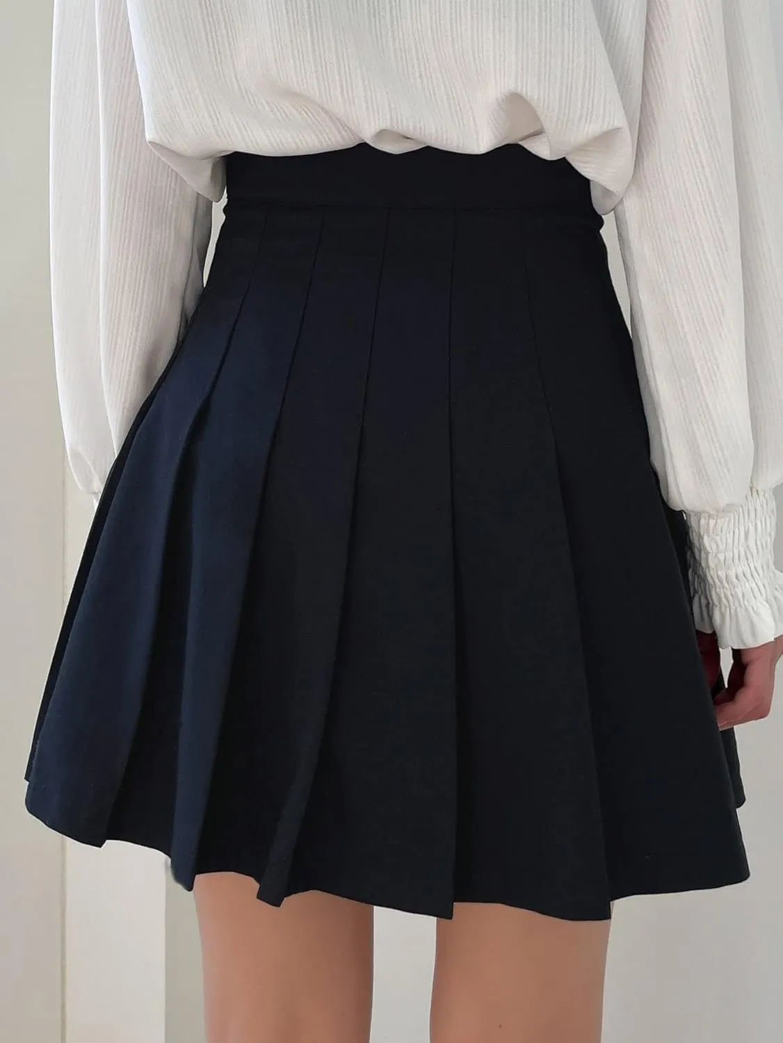 ELDINA Summer Short Mini Skirts For Women 2024 High Waist Pleated Skirt