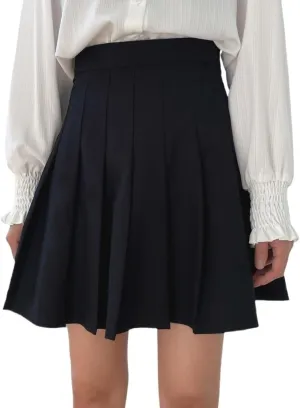 ELDINA Summer Short Mini Skirts For Women 2024 High Waist Pleated Skirt