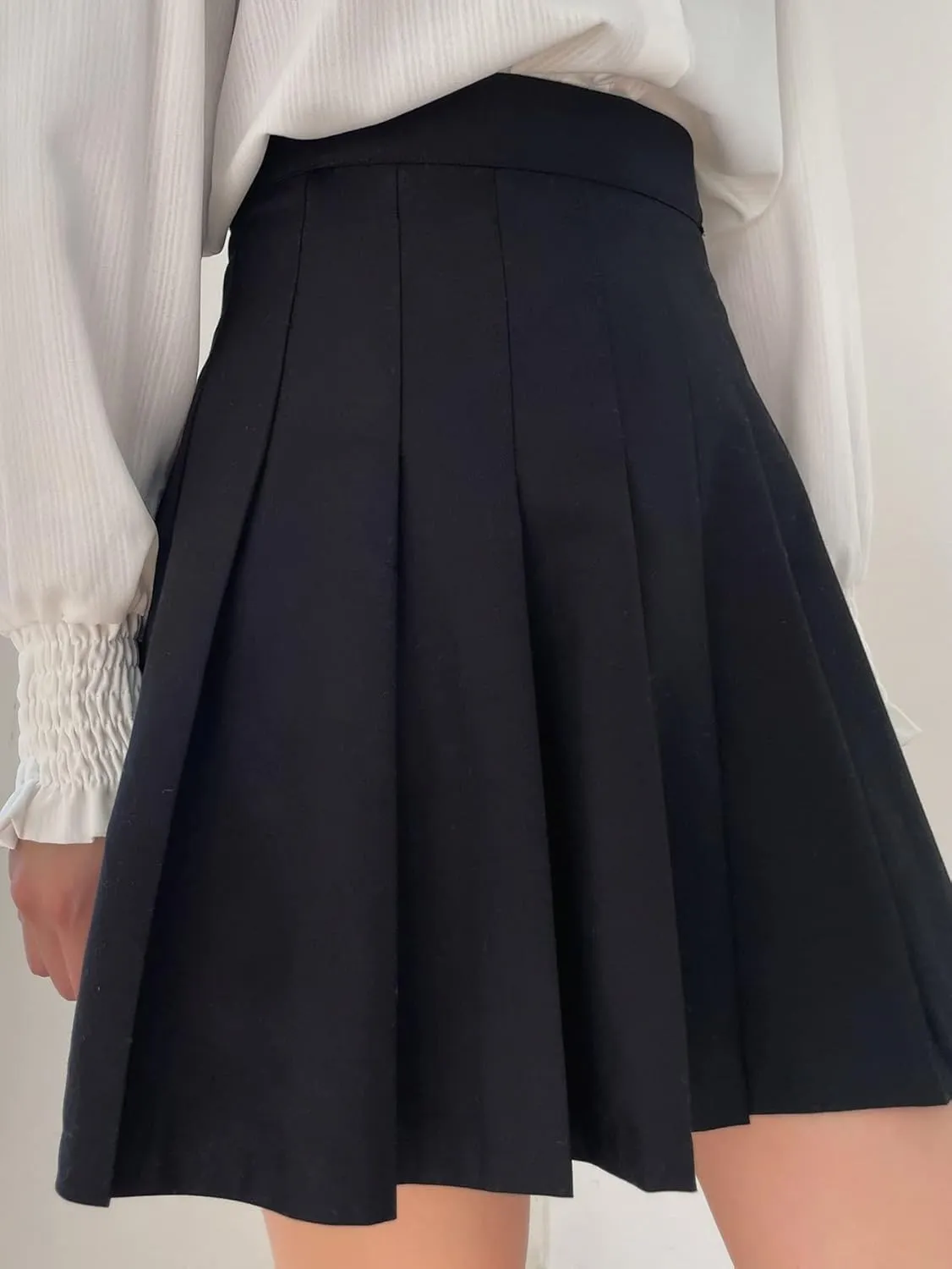 ELDINA Summer Short Mini Skirts For Women 2024 High Waist Pleated Skirt