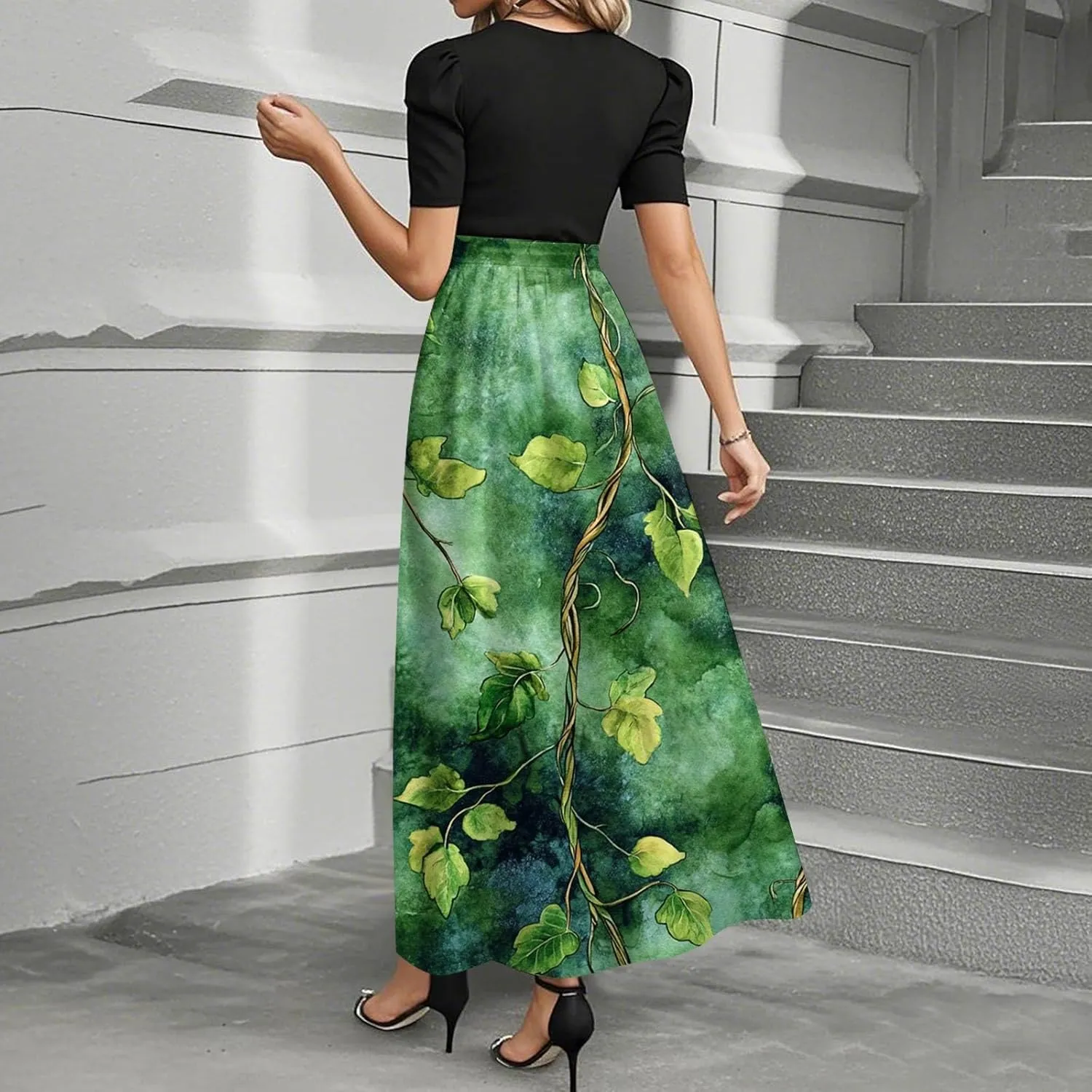 Empire Waist Dress for Women 2025 Summer Elegant Classy Short Sleeve A Line Work Dresses Wedding Guest Wrap Sundress
