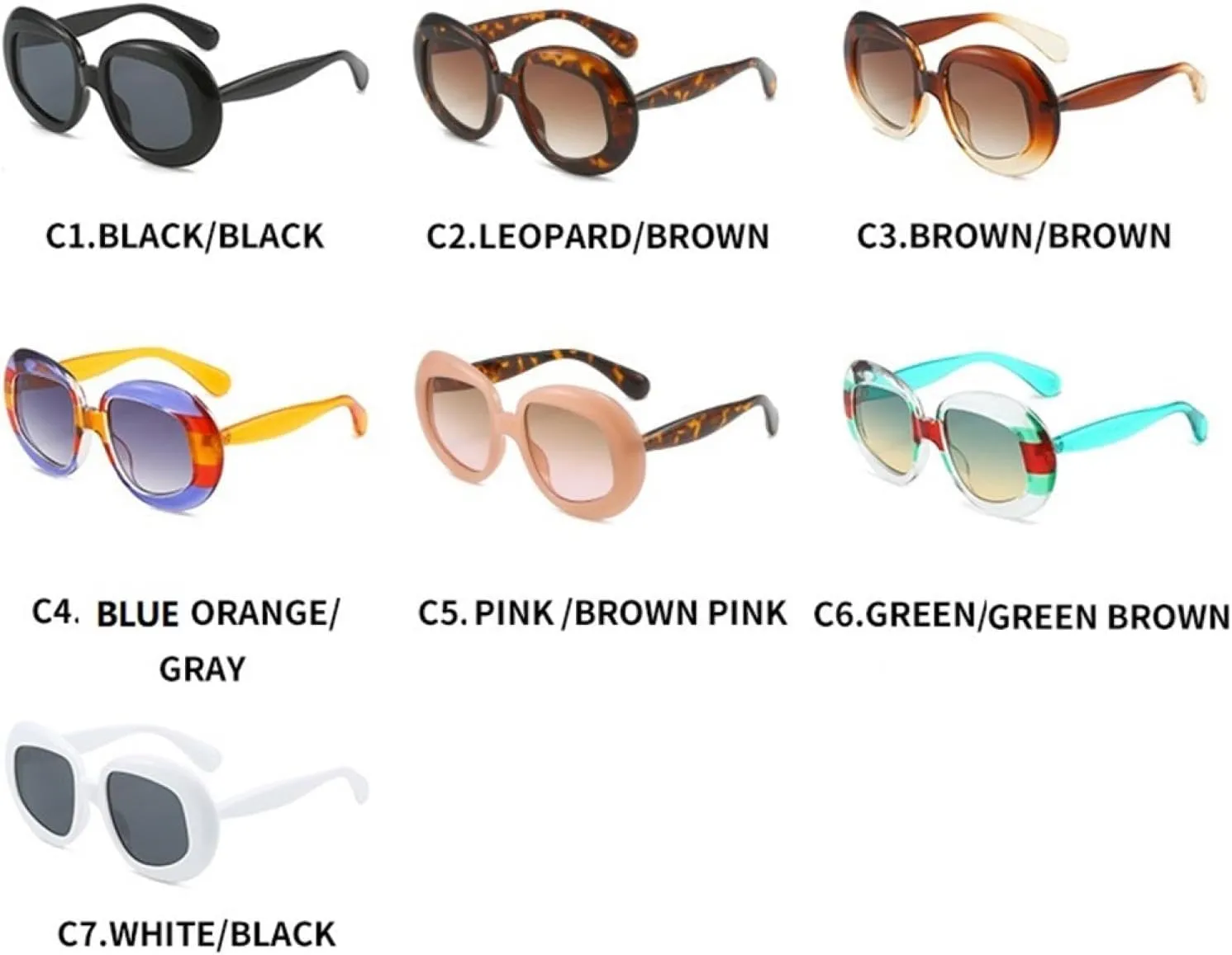 Fashion Color Women Sunglasses Retro Clear Gradient Lens Shades Uv400 Men Punk Sun Glasses