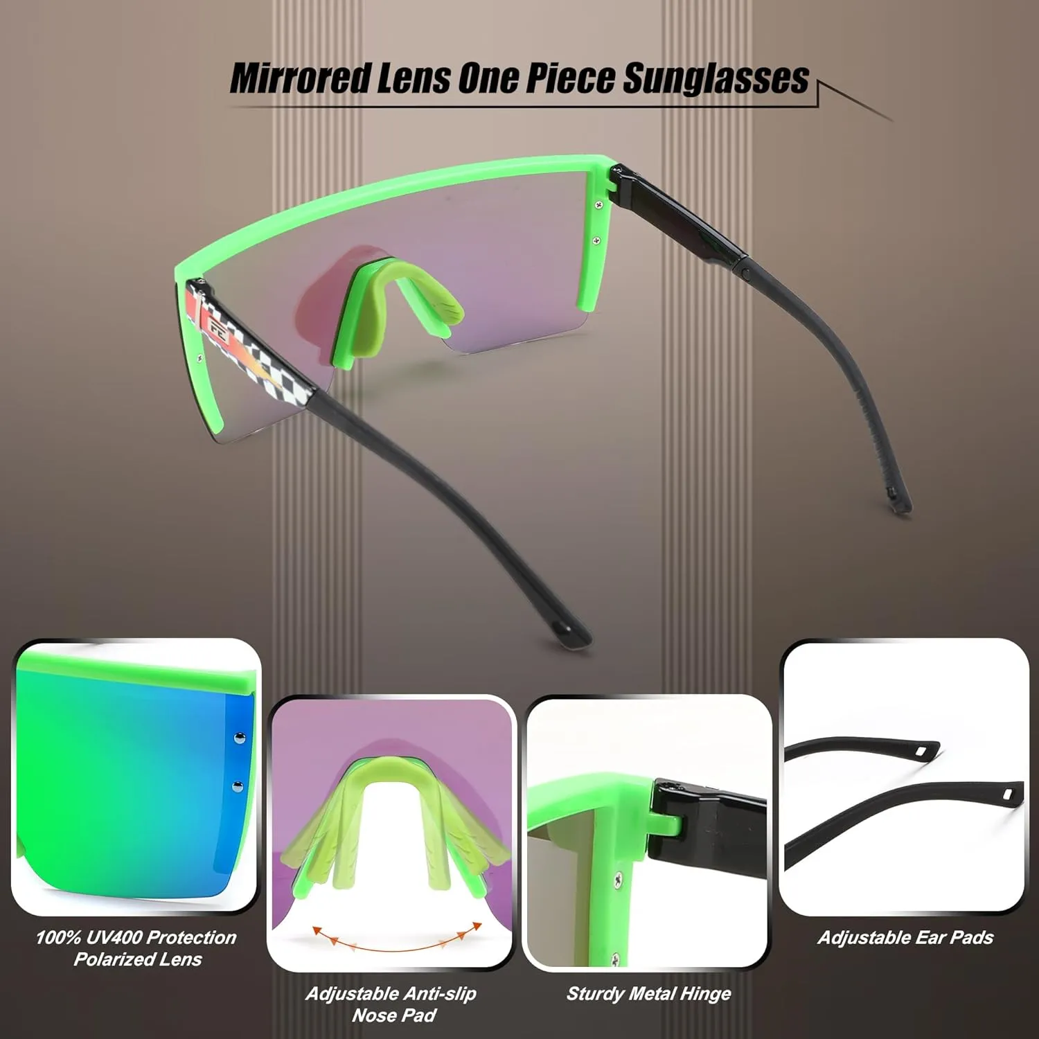 FEISEDY Sunglasses Mens Polarized Women Oversized Flat Top Square Cycling Fishing Golf Hiking Vintage Sun Glasses B2367