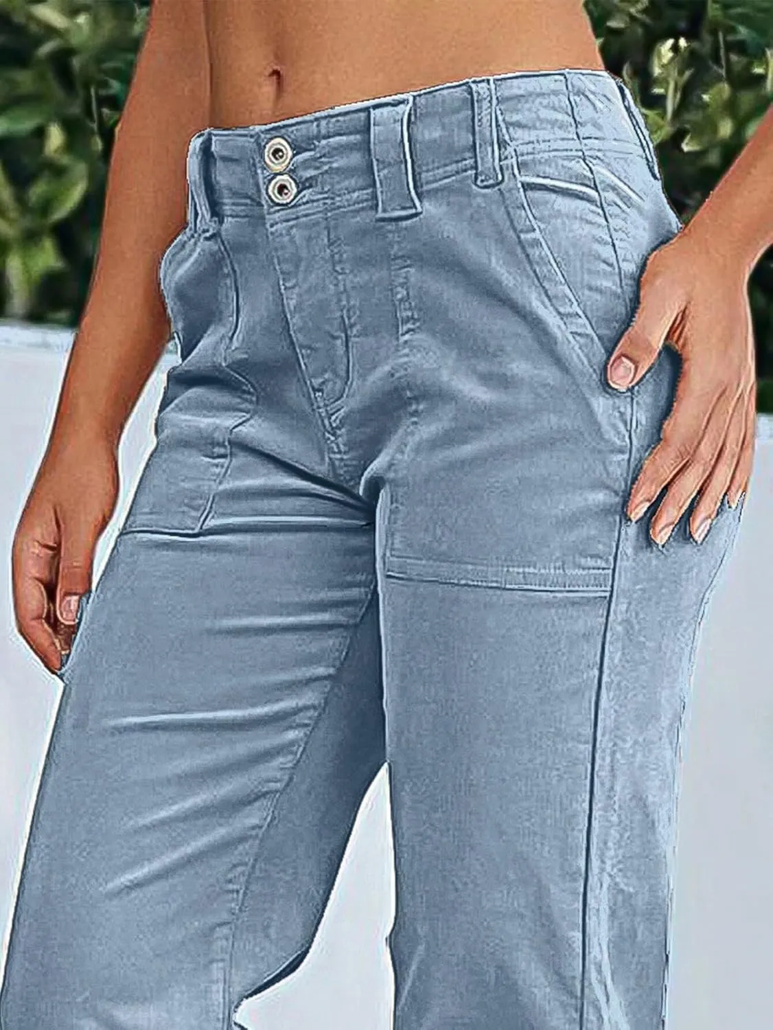 Flamingals Women's Wide Leg Pants for Women Mid Waist Dress Flare Straight Leg Corduroy Pants Workout Jeans Trendy