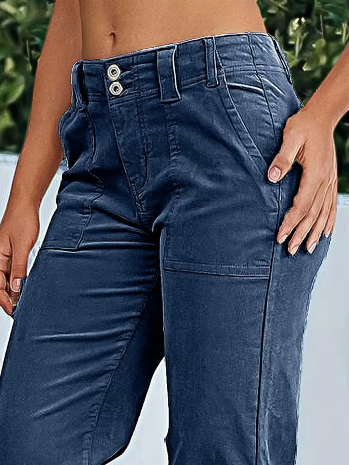 Flamingals Women's Wide Leg Pants for Women Mid Waist Dress Flare Straight Leg Corduroy Pants Workout Jeans Trendy