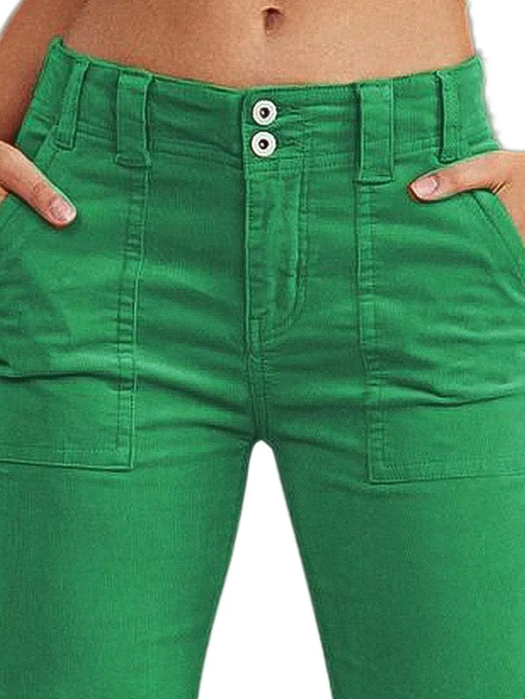 Flamingals Women's Wide Leg Pants for Women Mid Waist Dress Flare Straight Leg Corduroy Pants Workout Jeans Trendy