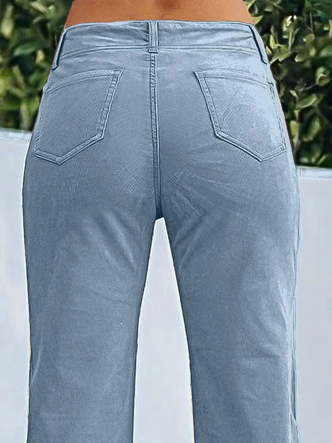 Flamingals Women's Wide Leg Pants for Women Mid Waist Dress Flare Straight Leg Corduroy Pants Workout Jeans Trendy
