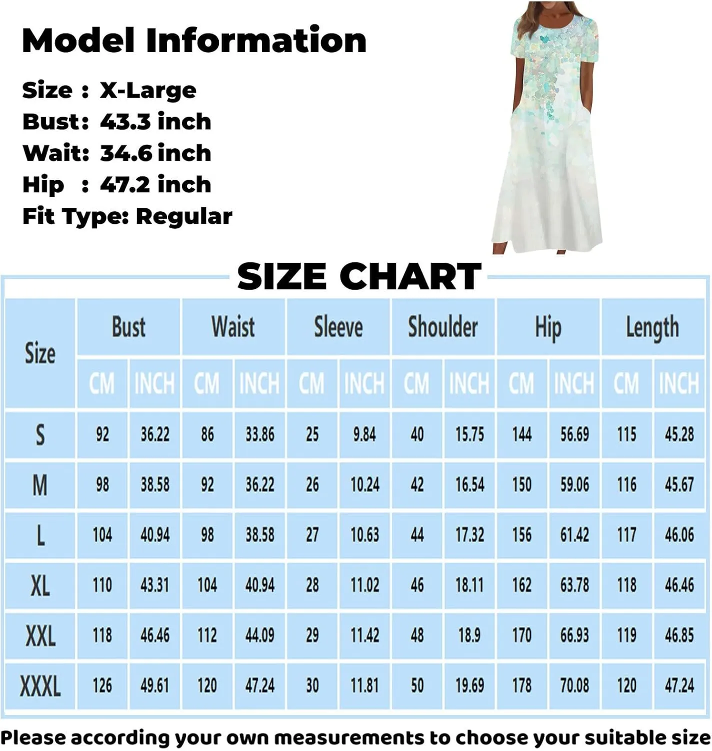 FlekmanArt Dresses for Women 2024 Pleated Round Neck Beach Dress Short Sleeve Pocket Maxi Dress Printed Elegant Dress