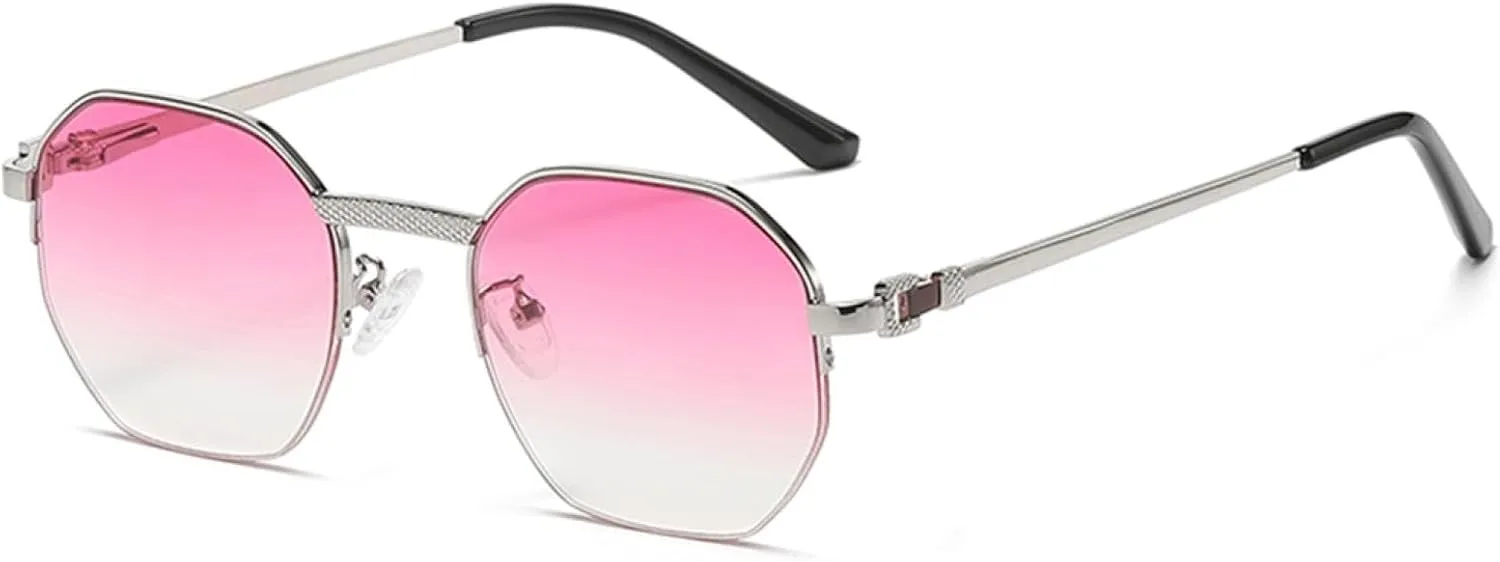 Frame Sunglasses Blue Brown Metal Sun Glasses Female Male