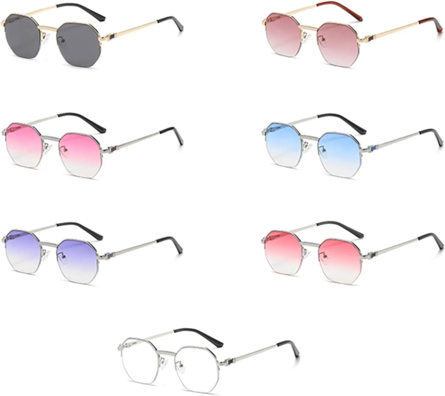 Frame Sunglasses Blue Brown Metal Sun Glasses Female Male