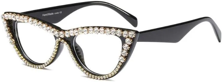 Freckles Mark Bedazzled Rhinestone Bling sunglasses for Women Sparkly Diamond Glasses Vintage Retro Cat Eye