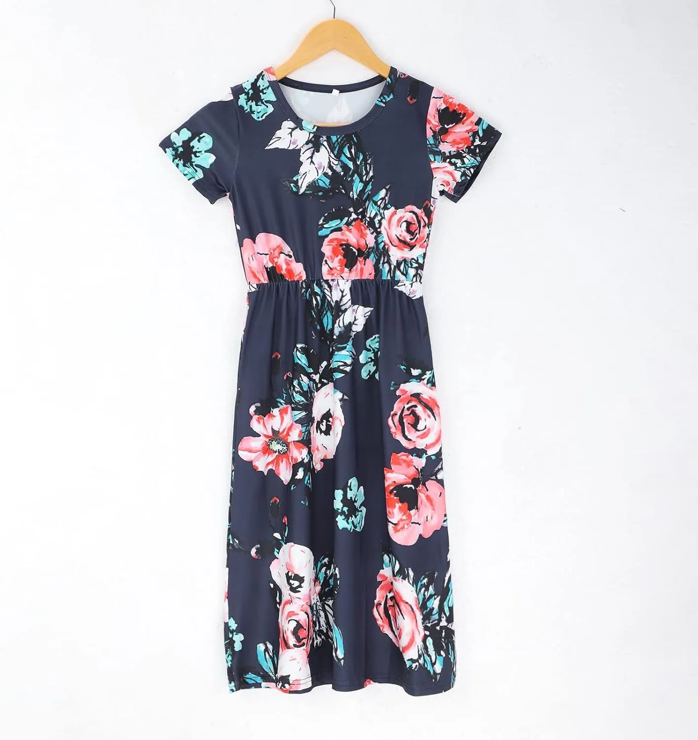 Girls Maxi Long Dresses Kids Boho Summer Flowy Ruffle Sleeve Tiered Short Sleeve A-line Dress 6 to 12Y