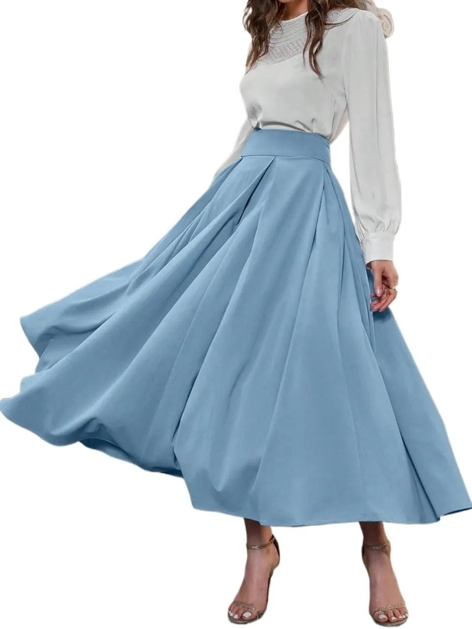 High Waist Pleated Skirt Maxi Women Summer Beach Skirt for Women