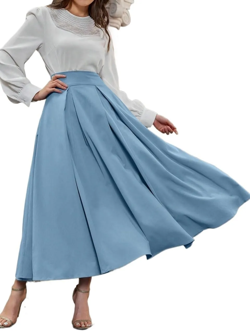 High Waist Pleated Skirt Maxi Women Summer Beach Skirt for Women