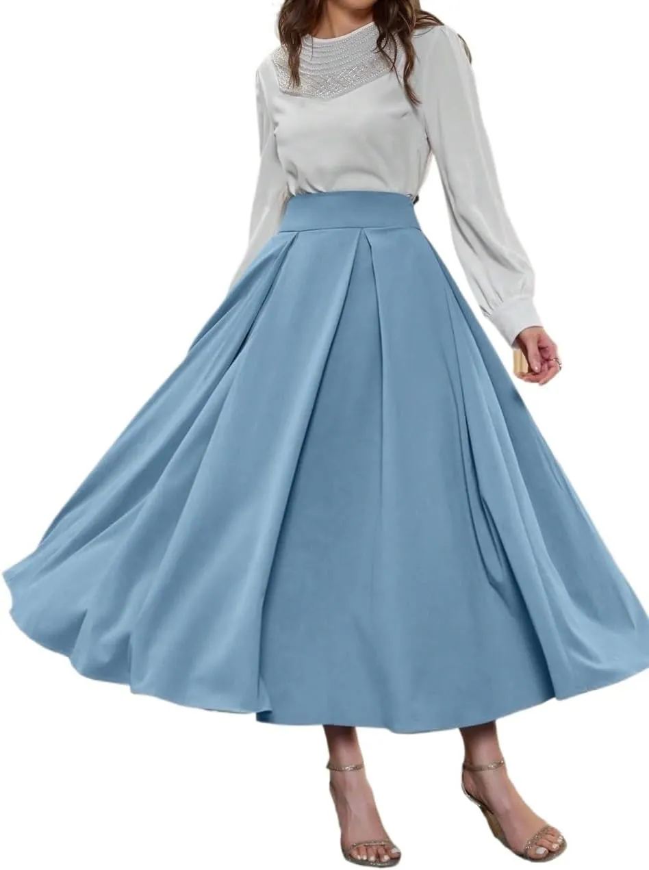High Waist Pleated Skirt Maxi Women Summer Beach Skirt for Women