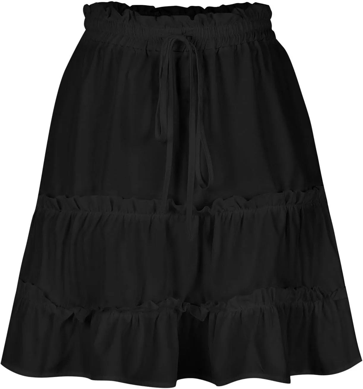 hlysgo Ruffle Mini Skirt for Women High Waisted Tiered A-Line Casual Summer Vacation Boho Beach Trendy Flowy Short Skirts