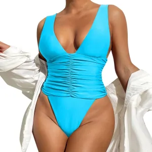 iLH Swimsuits for Women,Women's One Piece Swimsuits Ruching Tummy Control Modest Swimwear Cut Thin Straps Bathing Suit