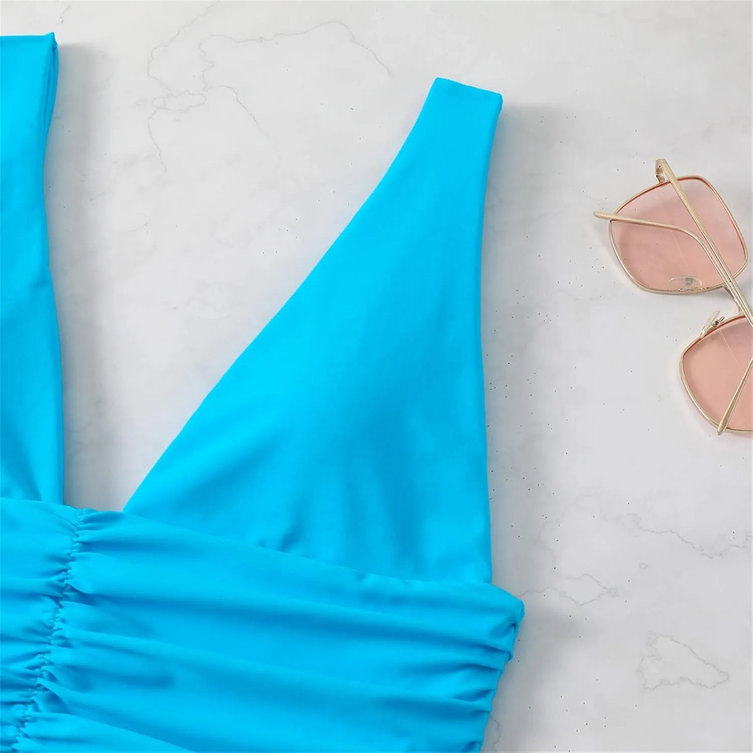 iLH Swimsuits for Women,Women's One Piece Swimsuits Ruching Tummy Control Modest Swimwear Cut Thin Straps Bathing Suit