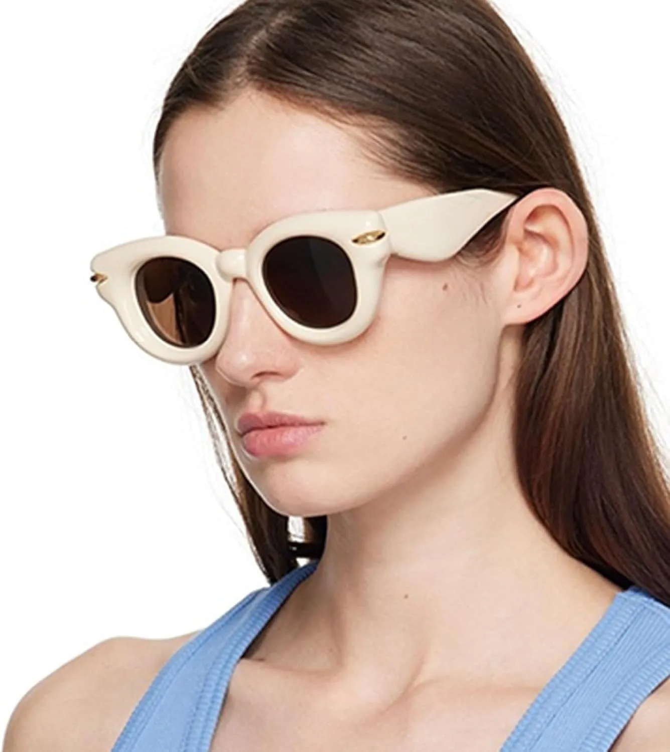 Inflated Round Sunglasses for Men Women Luxury Fashion Cat Eye Vintage Big Frame