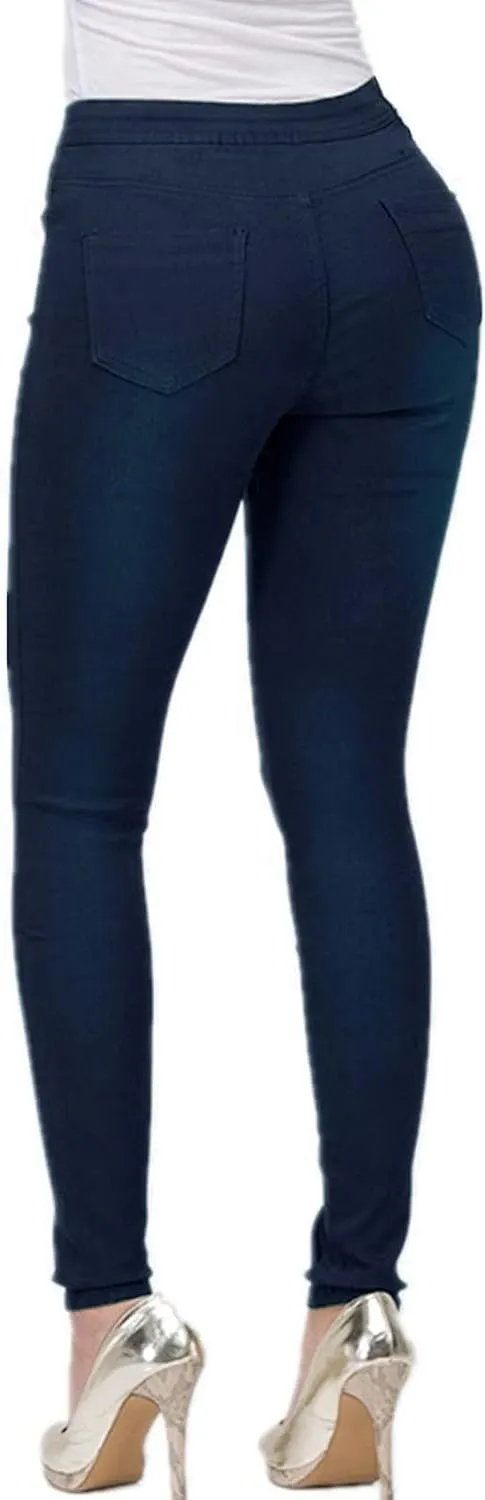 Jean Leggings for Women Tummy Control Skinny Stretch High Waisted Jeggings Butt Lifting Slim Fit Pull On Pants